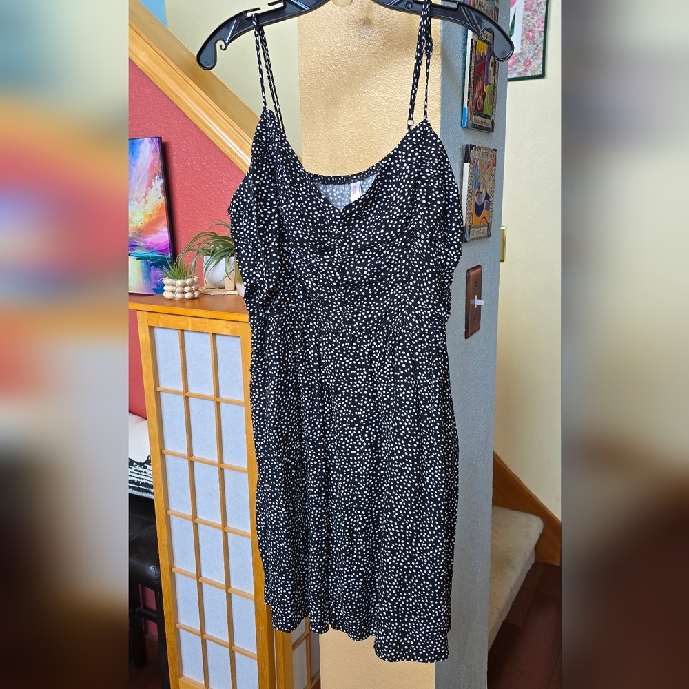 Xhilaration black/white Polkadot dress Size Large